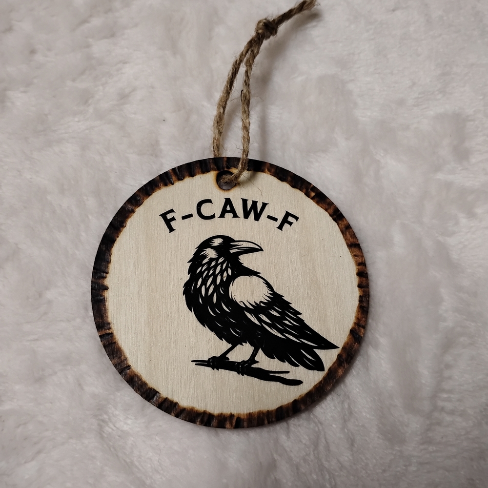 Wooden Crow Ornament with Burnt Edge